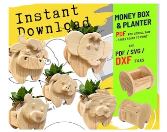 Animal Planter Box Scroll Saw Patterns: Diy Woodworking Plans (PDF, SVG, DXF) set no3