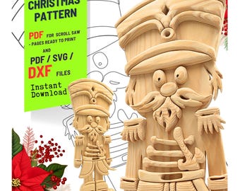 Woodworking    | Scroll Saw Pattern | Nutcracker   PDF SVG DXF |Holiday Home Craft no.5
