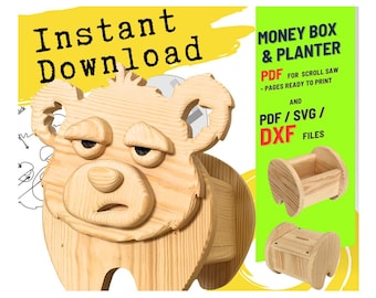 Woodworking Bear no.7  Design for Unique Home & Garden Decoration | PDF | SVG | DXF | Scroll Saw