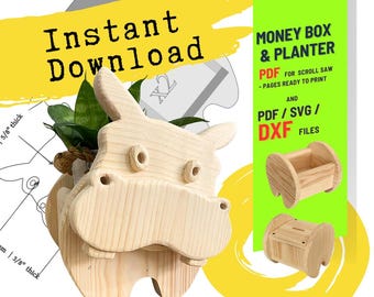 Woodworking Hipopotam no.1  Design for Unique Home & Garden Decoration | PDF | SVG | DXF | Scroll Saw