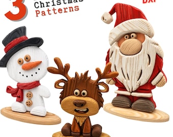 Scroll Saw Patterns | Santa, Snowman, Reindeer (PDF, SVG, DXF)