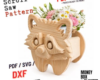 Woodworking Racoon no.1  Design for Unique Home & Garden Decoration | PDF | SVG | DXF | Scroll Saw