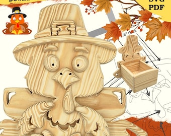 Turkey Planter Box Scroll Saw Pattern | Woodworking, SVG, PDF
