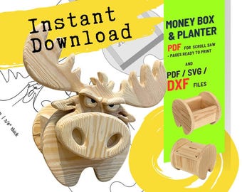 Diseño de alce n.° 1 para carpintería: decoración única para el hogar y el jardín / PDF / SVG / DXF / Sierra de calar