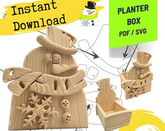 Snowman Christmas Box, Scroll Saw Pattern (PDF, SVG)