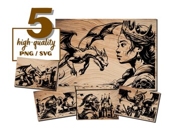 Dragon & Knight SVG Clipart | Medieval Graphics Bundle (Digital Download)