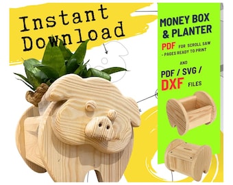 Woodworking Pig no.1  Design for Unique Home & Garden Decoration | PDF | SVG | DXF | Scroll Saw