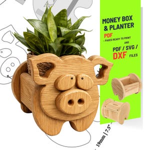 Diseño de cerdo de carpintería n.° 2 para una decoración única del hogar y el jardín / PDF / SVG / DXF / Sierra de calar