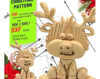 Woodworking    | Scroll Saw Pattern | Reindeer   PDF SVG DXF |Holiday Home Craft