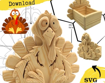 Turkey Box Scroll Saw Pattern | Woodworking Planter (PDF & SVG)