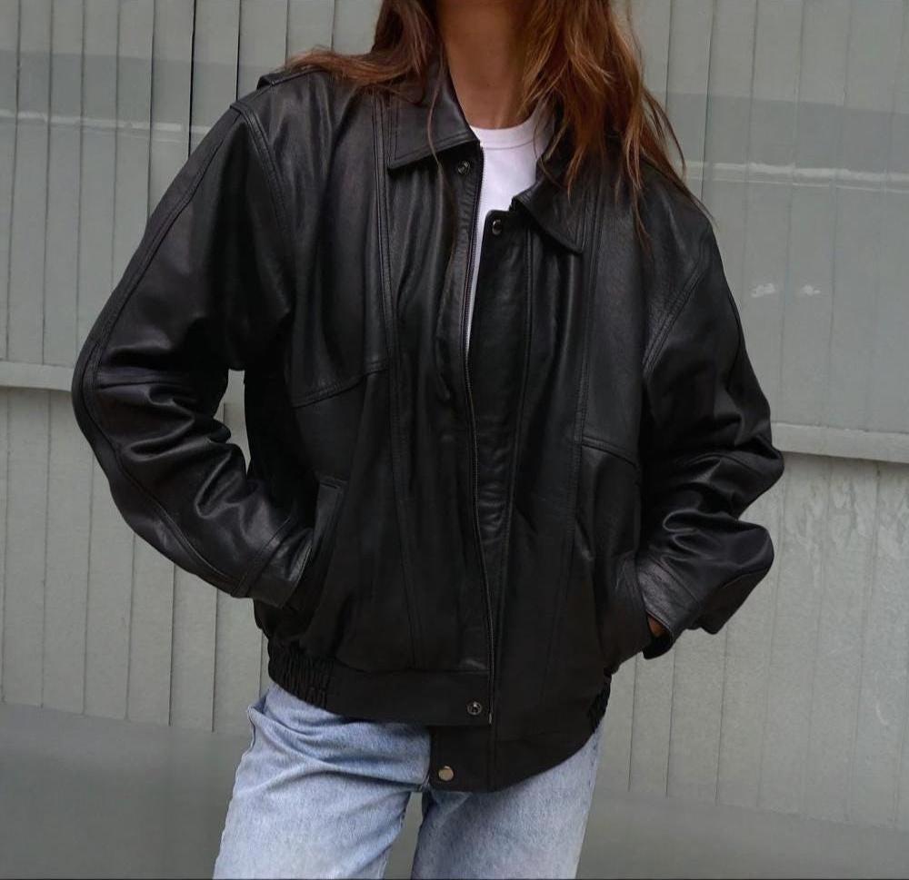 90s Leather Bomber - Etsy