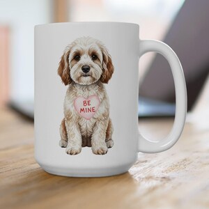 Cavapoo Dog Mug, Mother's Day Gift, Cavalier Poodle Mix 15oz Coffee Cup, Dog Mom Gift Mug, Dog Lover Gift Mug, Dog Mug, Valentine's Present