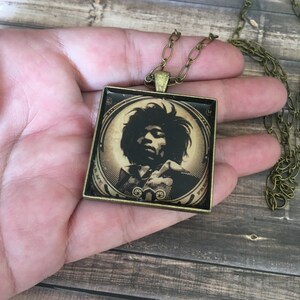 Jimi Hendrix Necklace Rock Star Album Cover Art Pendant Music lover Gift for Him or Her Rocker Chic Gift Rock Icon Sixties Statement Piece image 2