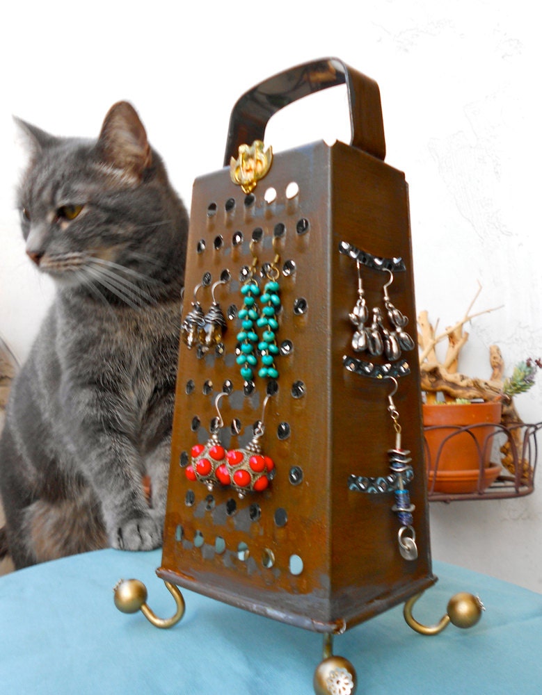 Earring Holder Display Rusty cheese grater repurposed No 2 Etsy