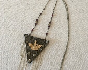Guitar Pick Case, Guitar accessories, Guitar player gift, Leather pick-pouch, Music-festival necklace, Egyptian goddess, Small Leather gifts