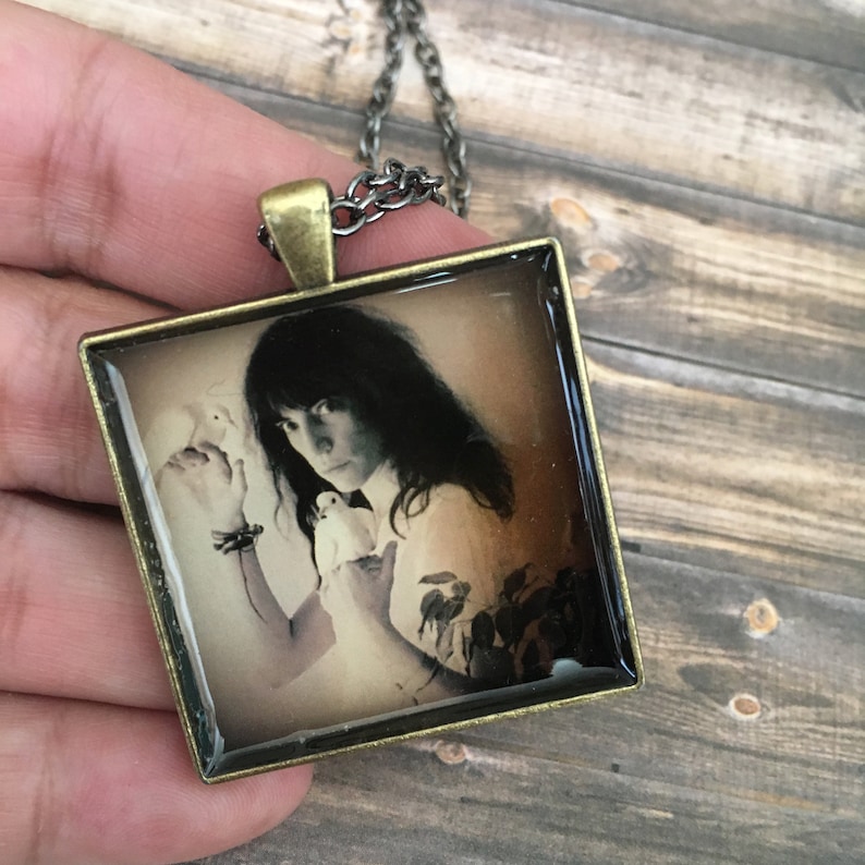 Patti Smith Necklace, New Wave Punk Rock Vintage Retro Photo Art, Music Album Pendant, Rocker gift, Patti Smith Fan gift, Rock Icon gift image 3