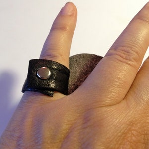 Black Leather Ring Black Wraped Around Ring image 1