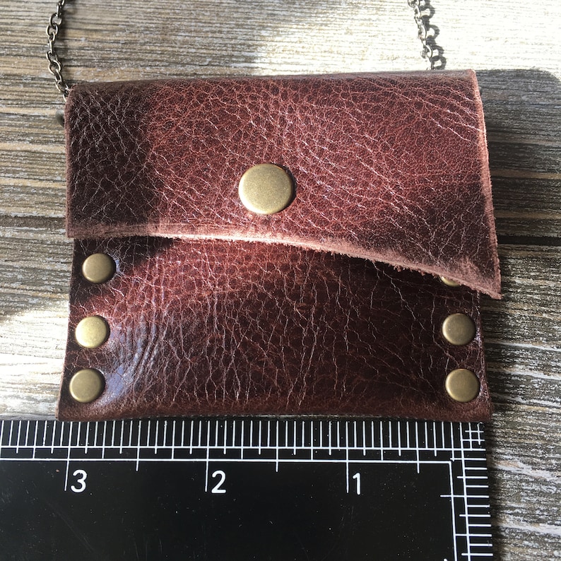 Healing Crystals Pouch Necklace in Dark Brown Leather Shaman Etsy