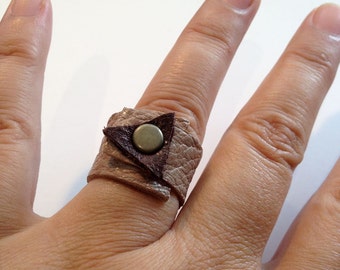 Leather Ring,Two Color- Wraped Around Ring