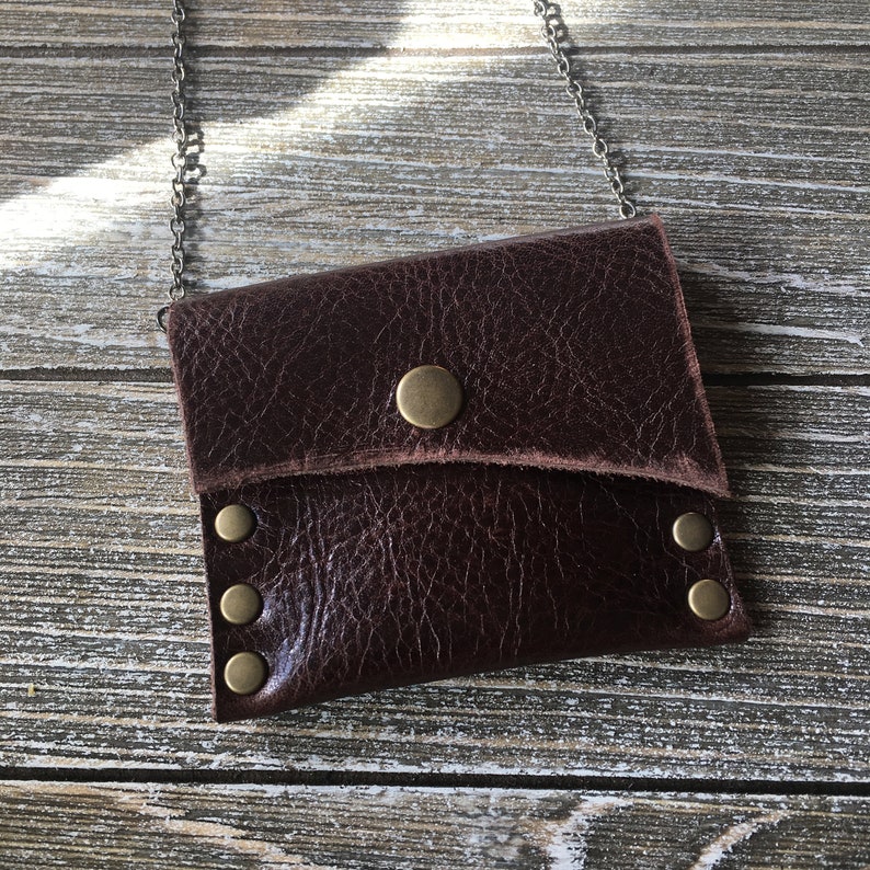 Healing Crystals Pouch Necklace in Dark Brown Leather Shaman Etsy
