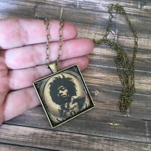 Jimi Hendrix Necklace Rock Star Album Cover Art Pendant Music lover Gift for Him or Her Rocker Chic Gift Rock Icon Sixties Statement Piece image 3