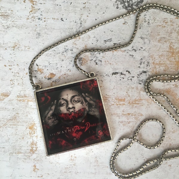 Collier Lil Wayne, Collier pochette d’album, Bijoux de festival de musique, Cadeau de fan de hip-hop et de rap