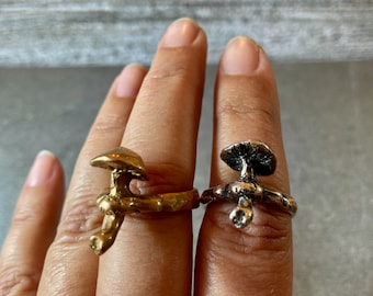 Silver Mushroom Ring, Statement Ring Mushroom Shaped, Magic Mushroom Festival Ring, Boho Hippie, Bohemian Jewelry, Psychedelic Gifts