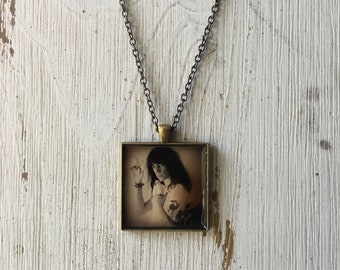 Patti Smith Necklace, New Wave Punk Rock Vintage Retro Photo Art, Music Album Pendant, Rocker gift, Patti Smith Fan gift, Rock Icon gift