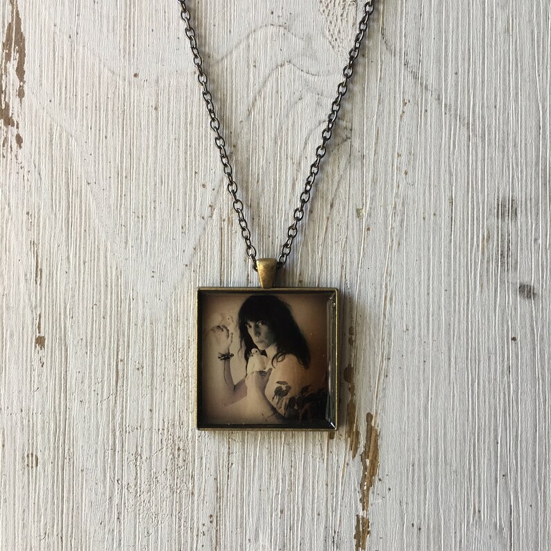 Patti Smith Necklace, New Wave Punk Rock Vintage Retro Photo Art, Music Album Pendant, Rocker gift, Patti Smith Fan gift, Rock Icon gift image 1