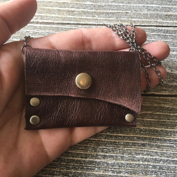 Leather Pouch Mini Leather Medicine Bag Necklace Small Pouch