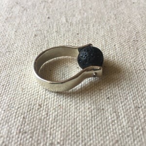 Raw Stone Ring, Silver Ring with Black Lava Stone Bead, Bohemian Jewelry, Contemporary Ring, Boho Rings, Sterling Silver Jewelry image 6