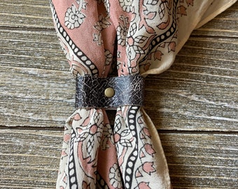 Reclaimed Leather Bandana Scarf Slide Ring