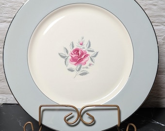 Vintage MCM USA Made Flintridge Miramar Pink Rose China Dinner Plate, Pre-Owned
