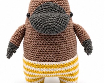 George l'ornithorynque – Ornithorynque amigurumi au crochet fait main – Peluche en coton fantaisie – Cadeau de chambre d'enfant unique