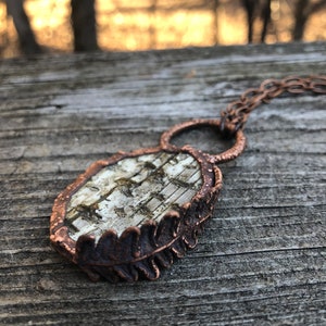 Copper Birch Bark Electroformed Fern Statement Necklace image 1