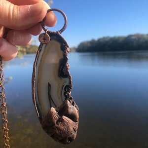 Electroformed Copper Agate Mountain Statement Necklace image 6