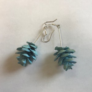 Rustic Woodland Blue Hemlock Pine Cone Eco-Friendly Dangle Earrings image 5