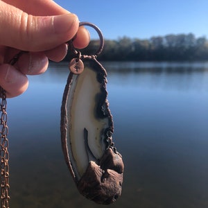 Electroformed Copper Agate Mountain Statement Necklace image 1