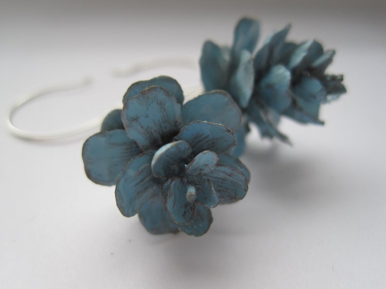 Rustic Woodland Blue Hemlock Pine Cone Eco-Friendly Dangle Earrings image 4