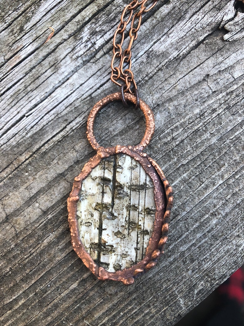 Copper Birch Bark Electroformed Fern Statement Necklace image 2