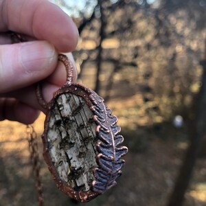 Copper Birch Bark Electroformed Fern Statement Necklace image 5