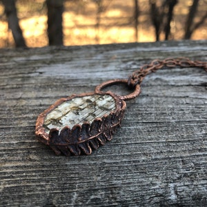 Copper Birch Bark Electroformed Fern Statement Necklace image 3