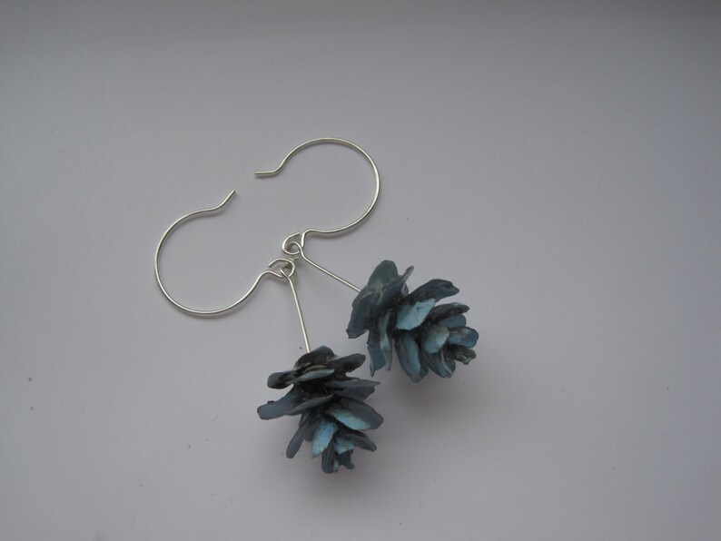 Rustic Woodland Blue Hemlock Pine Cone Eco-Friendly Dangle Earrings image 8