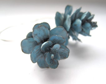 Rustic Woodland Blue Hemlock Pine Cone Eco-Friendly Dangle Earrings