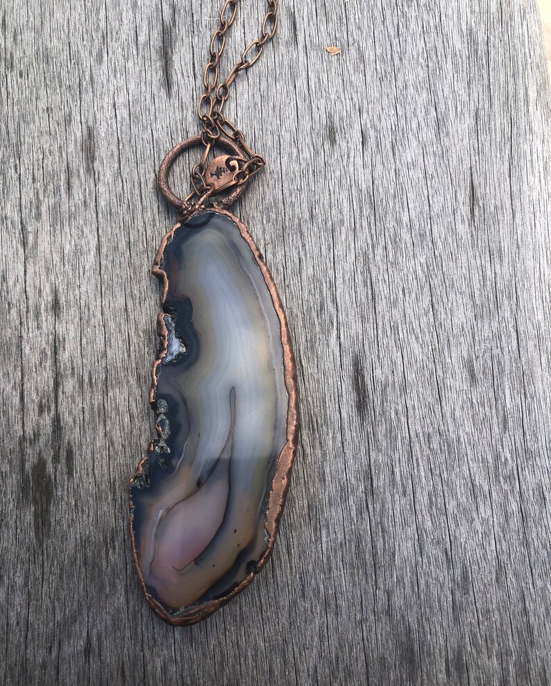 Electroformed Copper Agate Mountain Statement Necklace image 4