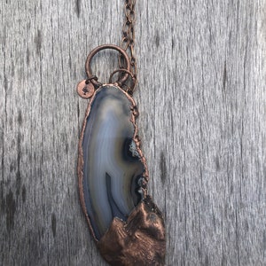 Electroformed Copper Agate Mountain Statement Necklace image 5