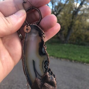 Electroformed Copper Agate Mountain Statement Necklace image 2