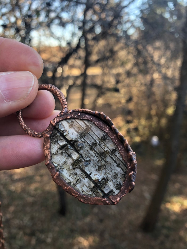 Copper Birch Bark Electroformed Fern Statement Necklace image 6