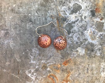 Copper Hammered Earrings