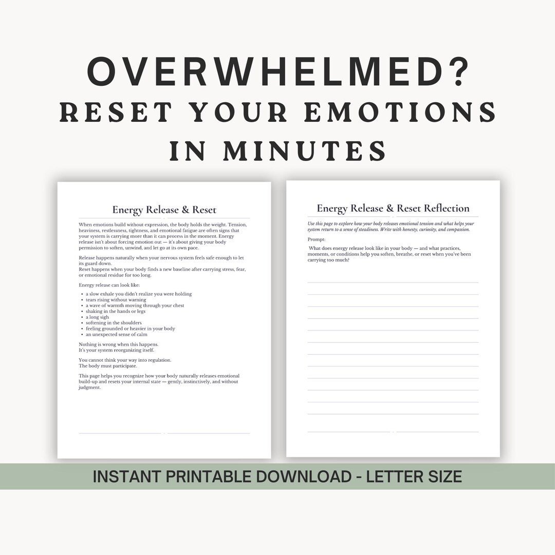 Emotional Reset Worksheet | Calm Your Mind Printable PDF - Etsy